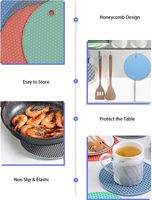 Tapis isolant rond en silicone alvéolé résistant à la chaleur, dessous de plat de cuisine, dessous de verre rond, tapis de protection pour bol, tapis de table