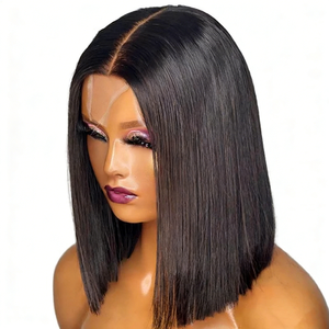 Promotion Perruque <span class=keywords><strong>Bob</strong></span> Grade 12A Pas Chère en Cheveux Humains Bruts, Perruques Lace Front Double Drawn 100% Cheveux Humains <span class=keywords><strong>pour</strong></span> Femmes Noires - Product Image 1
