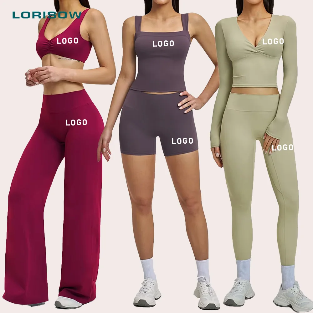 LORISOW Hot Selling Pilates Wear Athletic Wear For Women Outfit Leggings Sexy Fitness Bra Custom Yoga Tank Top Yoga Wear Set