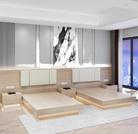 Minimalistisches Leichtes Holz-Doppelbett Hotel-Schlafzimmermöbel Komplettset für Sterne-Hotels, Service-Apartments und Ferienwohnungen
