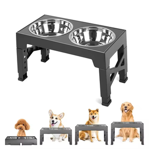 Hot Sell Customized Adjustable Heights Stainless Steel Elevated <strong>Dog</strong> Food <strong>Bowl</strong> <strong>Rounded</strong> Shape Outdoor Indoor Use Customized Logo - Product Image 1