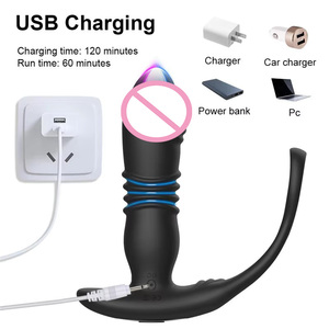 Plug Anale Telescopico con Telecomando e Anello Penieno Vibrante, Massaggiatore Prostatico per Ritardare l'Eiaculazione, <span class=keywords><strong>Vibratore</strong></span> Anale <span class=keywords><strong>Maschile</strong></span> - Product Image 3