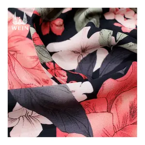 WI- A08 Fancy Design Pearl Chiffon Georgette Polyester Big Flowers Plain Chiffon Fabric For Ladies Dress