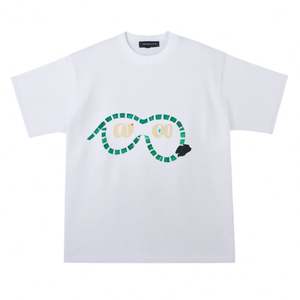 Camiseta de Moda Americana OEM de Alta Calidad con Estampado de Letras Moteadas y Logo Drip Core, Estilo Casual Urbano para Parejas, Holgada, Cuello Redondo - Product Image 6