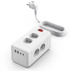 TYSH Smart Power Strip Plug With 4Ac Outlets 4 Usb-A Ports App Control Uk/Us/Eu Tuya Wifi Power Socket With Usb