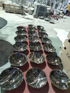 Lavabo Redondo de Mármol Negro y Dorado, Lavabo Sobre Encimera, Muebles de Baño de Piedra Natural - Product Image 3