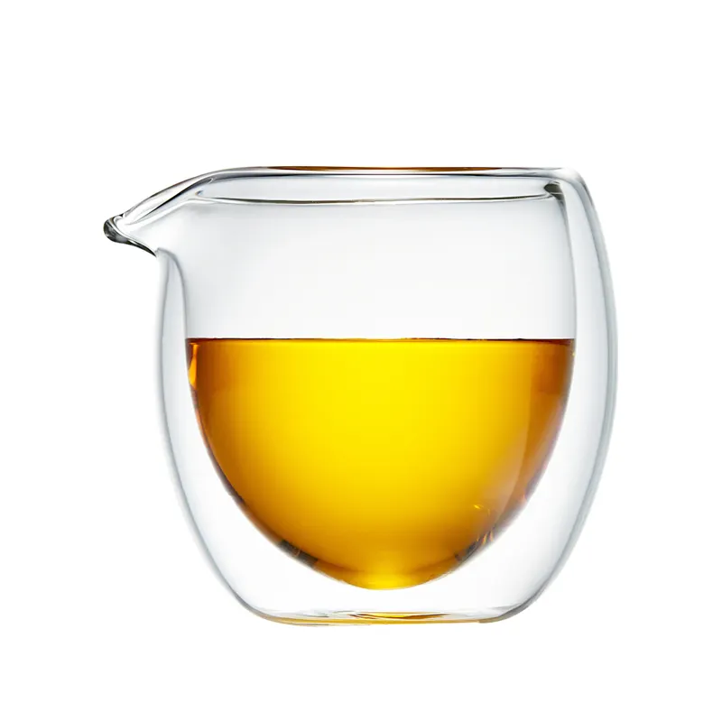 चाय प्रेमियों के लिए साझा करने के लिए 200 मिलीलीटर डबल-लेयर हीट-प्रतिरोधी ग्लास चाय कप और सेट