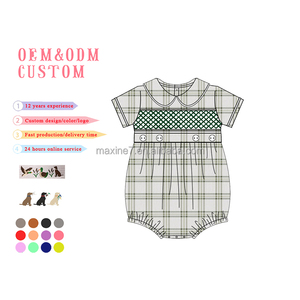 Bán Buôn Quần áo trẻ em smocked <span class=keywords><strong>Toddler</strong></span> cô gái và chàng trai bong bóng giáng sinh kẻ sọc & Mô hình đồng bằng tùy chỉnh Romper - Product Image 5