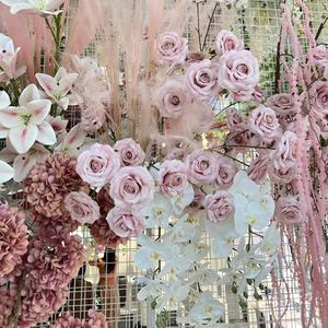 LUYI - Venta al por Mayor de Flores Artificiales de <span class=keywords><strong>la</strong></span> <span class=keywords><strong>Serie</strong></span> Rosa, Decoración para Bodas, Arreglos Florales, <span class=keywords><strong>Serie</strong></span> Azul Marino y Fucsia Empolvado - Product Image 4