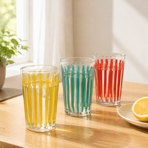 Bicchieri in Vetro Borosilicato Fatti a Mano 400ml per Tè Caldo, Caffè, Succhi Freddi, Bevande Gassate, Bicchieri Colorati a Strisce per Casa, Cucina, Bar - Product Image 3