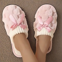 Sandal Rumah Kasual Wanita Nyaman Hangat dengan Lapisan Bulu Imitasi Sepatu Sandal Berbahan Katun yang Bernapas dan Lembut.
