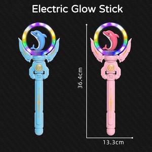 Bữa tiệc sinh nhật ánh sáng lên đồ chơi quay Led lễ hội trẻ em Đồ chơi Unicorn gậy công chúa nhấp nháy Cổ Tích Cá Heo Đũa Phép cho các cô gái - Product Image 2