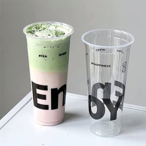 Gobelet en plastique PP transparent épaissi jetable avec logo personnalisé, 260 ml-700 ml, pour jus, lait, thé, boissons et café glacé, champagne - Product Image 4