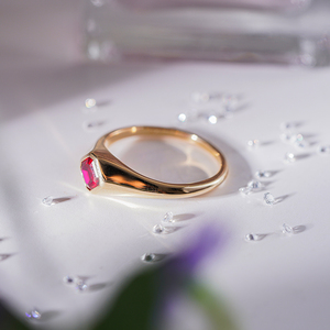 Starsgem hợp thời trang Asher cắt signet phong cách vòng 14k Rắn vàng moissanite phòng thí nghiệm phát triển đá quý sapphire <span class=keywords><strong>Ruby</strong></span> Emerald Vòng - Product Image 4