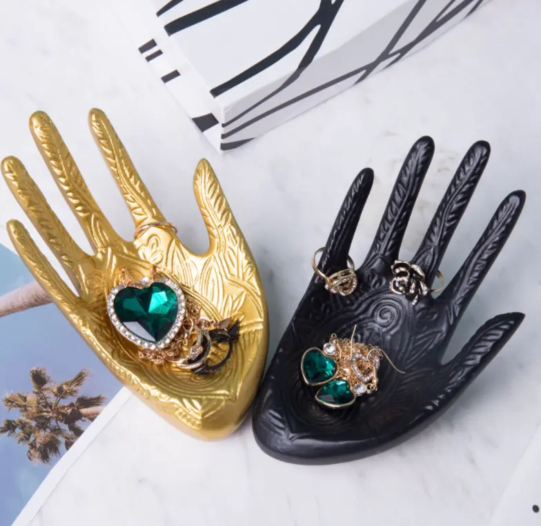 Maniquí dorado de mano, estante de joyería, soporte de mano para pulsera, joyería y anillo de exhibición