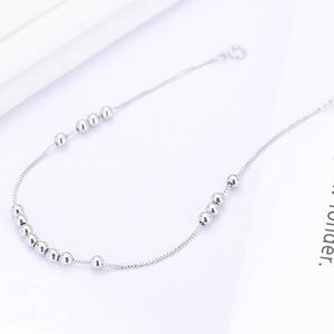Tobillera de <span class=keywords><strong>Plata</strong></span> de Ley 925 para mujer, pulsera de tobillo Manual con cuentas - Product Image 4