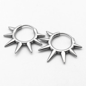 Pendientes de aro yunique con forma de púa, diseño geométrico de acero de titanio, joyería de moda - Product Image 3