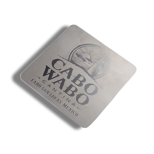 Square Metal Portable Custom Logo <b>Silver</b> Laser <b>Coaster</b> for Drinks - Product Image 1
