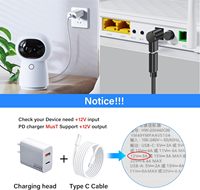 Convertidor de CC USB C de 12V, 90 grados, 5,5x2,1mm, adaptador macho USB C hembra, disparador emulador PD para enrutador de cámara, luz LED