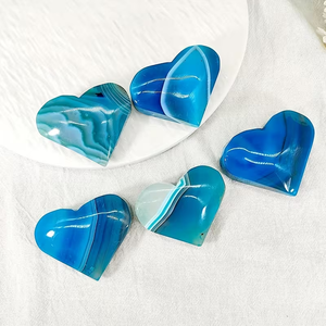 จี้หัวใจอาเกตสีน้ำเงินขัดเงา คริสตัลบำบัด พลอยอาเกตธรรมชาติ สำหรับทำเครื่องประดับ DIY ขายส่งจำนวนมากจากโรงงาน - Product Image 2