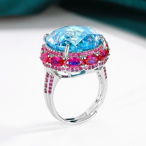Ensemble de boucles d'oreilles pendantes élégantes en cuivre écologique, zircon rose taillé 18-16mm, changeant de couleur, ensemble de bijoux en zircone de haute qualité - Product Image 5