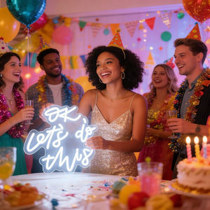 Letrero Luminoso <span class=keywords><strong>LED</strong></span> con la Frase '<span class=keywords><strong>OK</strong></span> Let's Do This' en Blanco Cálido, Escrito a Mano, para Decoración de Estudio, Gimnasio u Oficina, Luz Motivacional e Inspiradora - Product Image 6