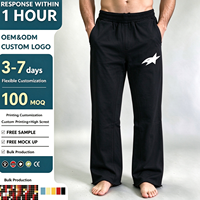 Pantalons et pantalons droits pour hommes en coton sergé noir, avec rivets personnalisés, fermeture éclair et taille plate, pour l'entraînement