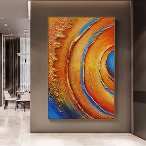 Grande peinture à l'huile abstraite faite à la main, toile texturée, art mural coloré, relief 3D, œuvre d'art moderne pour la décoration du salon - Product Image 1
