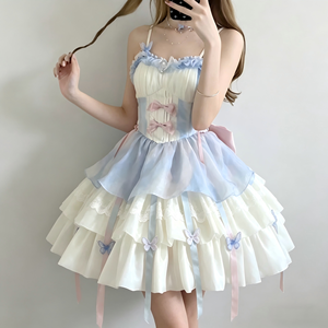 Vestido de Princesa con Tirantes en el Cuello, Estilo Lolita, Color Azul Albaricoque, Suave y Lindo, para Mujer, de Love God's Promise - Product Image 2