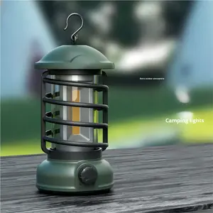 Lampe de camping portable, éclairage extérieur suspendu, lampe de camping rétro COB d'urgence avec crochet - Product Image 1