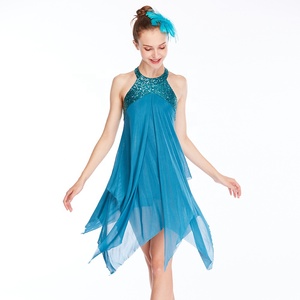 Vestido de baile lírico moderno elegante MiDee con falda asimétrica de lentejuelas y correa cruzada en la espalda para el escenario - Product Image 4