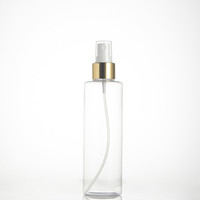 Atomiseur de brouillard corporel cosmétique rond de 200ml bouteille supérieure en plastique de lotion de pulvérisation d'or