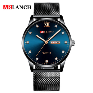 Versatile Mens Everyday Watch Black Leather Strap Rose Gold Tone Hands Date Window Quartz Wristwatch - Product Image 1