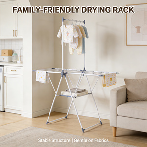 Séchoir à linge pliable à ailes pour balcon, séchoir à linge anti-rouille, séchoir à linge peu encombrant avec barre de suspension - Product Image 5