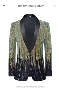 Cappotto da <span class=keywords><strong>uomo</strong></span> con paillettes <span class=keywords><strong>giacca</strong></span> formale da lavoro <span class=keywords><strong>giacca</strong></span> da <span class=keywords><strong>uomo</strong></span> monopetto con bottone - Product Image 4