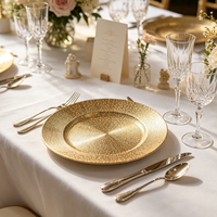 13 Zoll Goldener Langlebiger PP Glitzer-Platzteller für Hochzeiten Silvesterpartys Tischdekoration