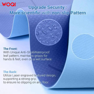 Tapis de yoga Woqi 8 mm d'épaisseur, en TPE, bleu royal, rectangulaire, pour exercices de fitness à domicile, avec sangle de transport - Product Image 3