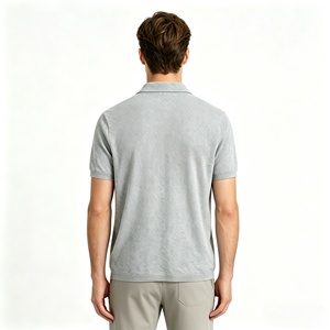 Suéter Polo de Punto de Algodón BCI para Hombre, Camiseta Polo de Manga Corta con Textura de Punto - Product Image 2