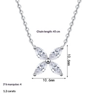 Collier fin en argent sterling 925 avec trèfle à quatre feuilles porte-bonheur et moissanite, chaîne croisée électroplaquée, pour femme, usage quotidien
