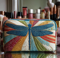 Pochette de maquillage matelassée brodée à impression numérique 3D, boîte florale, pochette de rangement cosmétique, pochette de rangement pour petits objets