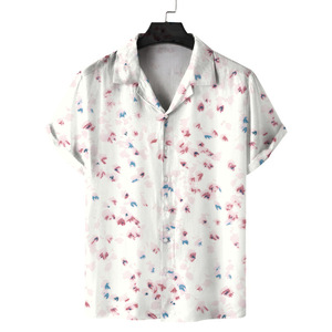 Chemise hawaïenne pour homme à manches courtes, imprimé palmiers, tissu popeline respirant, col rabattu, idéale pour les vacances d'été - Product Image 3