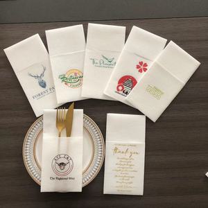 Trắng Airlaid Khăn Ăn In Logo Với Dao Kéo Túi Bữa Ăn Tối Khăn Ăn Cho Đám Cưới Đảng Khách Sạn 40*40Cm 43*43Cm - Product Image 3