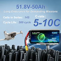 Paket Baterai Lithium UAV Industri 50000mAh 51.8V 14S 5-10C Rating Daya Tahan Siklus Panjang 500+ Siklus UN38.3 MSDS Tersedia