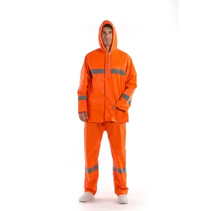 남성용 폴리 에스터/PVC 후드 산업용 비옷 반사 스트라이프 방수 로고 장식 여행 XXL 사이즈 하이킹 용
