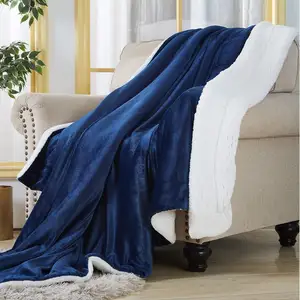 High Quality Custom Color Queen King Size Flannel Sherpa Fleece Thick Home Warm Winter Blanket