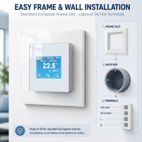 Termostato Inteligente HYT007 de Última Generación para Control de Temperatura por WiFi, Caldera Eléctrica/de Agua/Gas, Compatible con Alexa y Google, Calefacción por Suelo Radiante