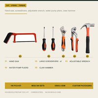 Kit d'outils de 100 pièces avec mallette de rangement en acier au carbone pour réparation domestique, électricien, pince, marteau, clé, personnalisable OEM