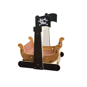 Lit pour chat en forme de bateau <span class=keywords><strong>pirate</strong></span>, chaise à bascule pour animaux de compagnie, meubles en bois durables pour chatons, résistant aux griffures, maison pour chat, nid de sommeil et de jeu - Product Image 1