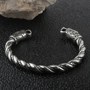 Tibetan Silver Twisted Dragon Open <b>Bangle</b> For <b>Men</b> And Women Jewelry Gift Fashion Bracelet 28mm - Product Image 3