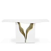 Meubles de salon, console contemporaine élégante de haute qualité en laiton poli et acier inoxydable pour couloir